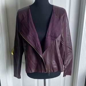 Worthington Burgundy Faux Leather Jacket Sz M NWOT